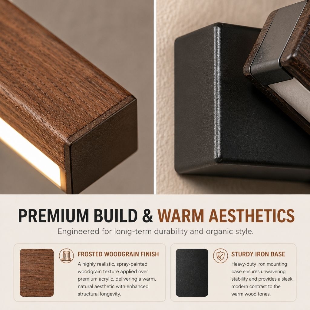 360° Swiveling Wooden Wall Light