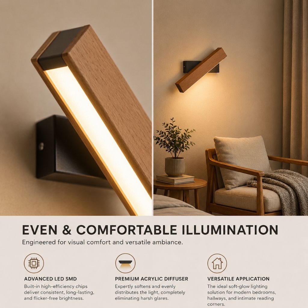360° Swiveling Wooden Wall Light