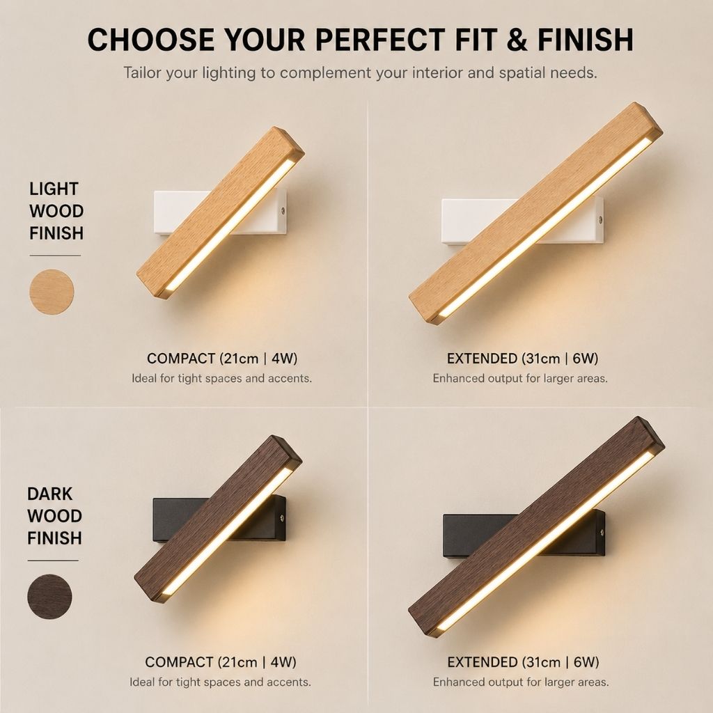 360° Swiveling Wooden Wall Light