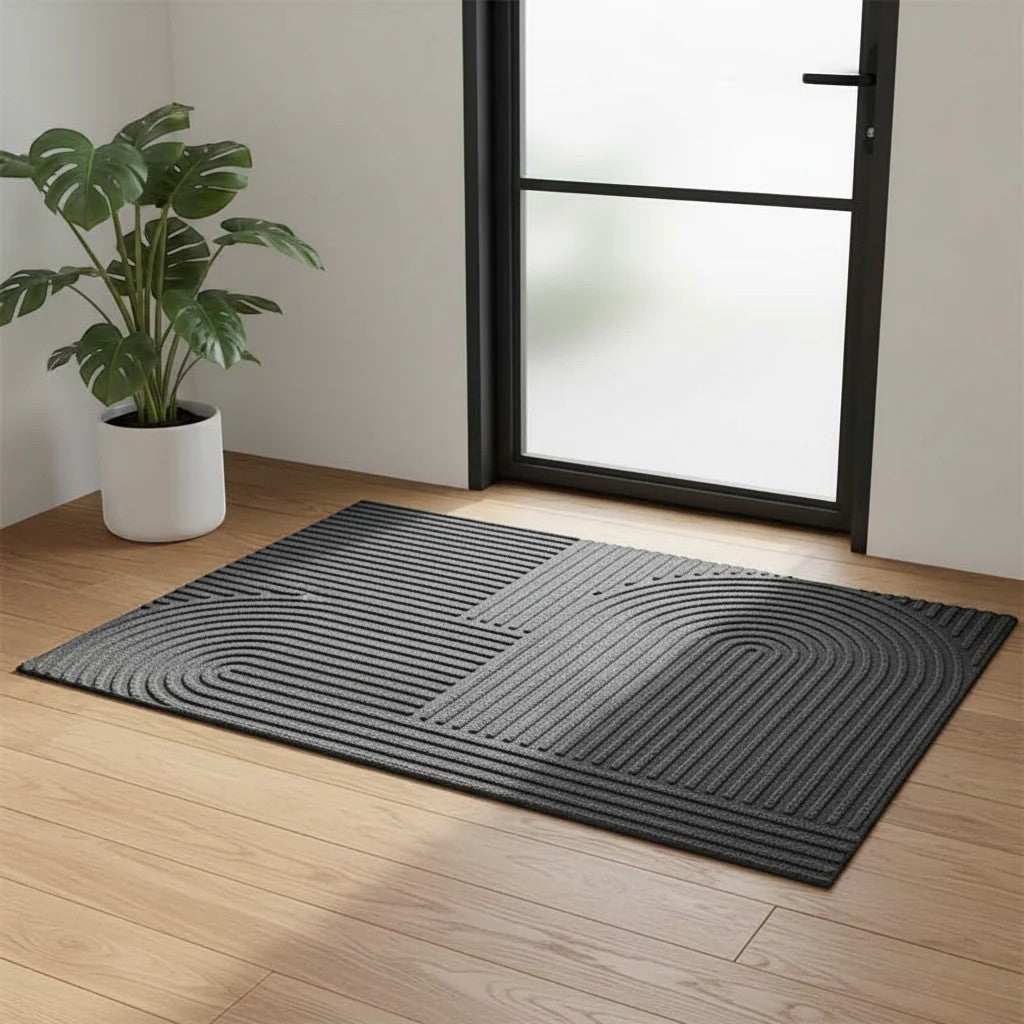 3D Grooved Geometric Doormat Anti-Slip Scraper Entrance Mat