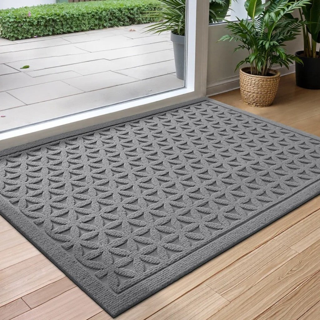 3D Grooved Geometric Doormat Anti-Slip Scraper Entrance Mat