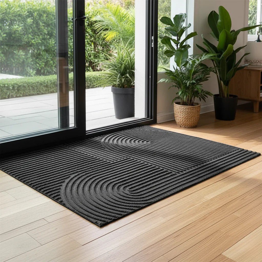 3D Grooved Geometric Doormat Anti-Slip Scraper Entrance Mat