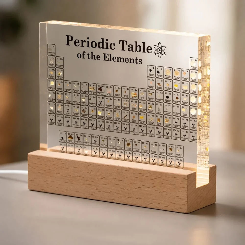 Acrylic Periodic Table Figurine Display with USB Light Desk Ornament