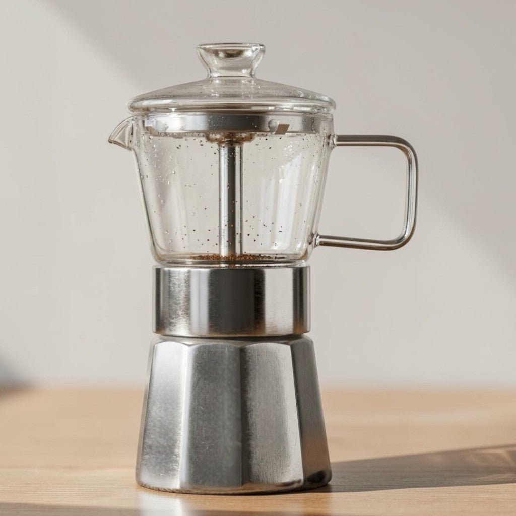 Aluminium Moka Pot Induction Espresso Maker with Glass Top