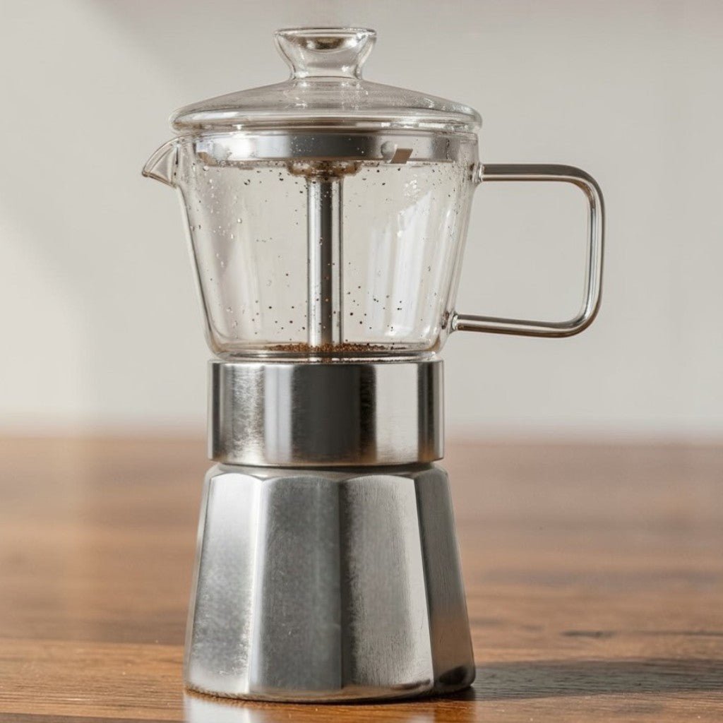 Aluminium Moka Pot Induction Espresso Maker with Glass Top