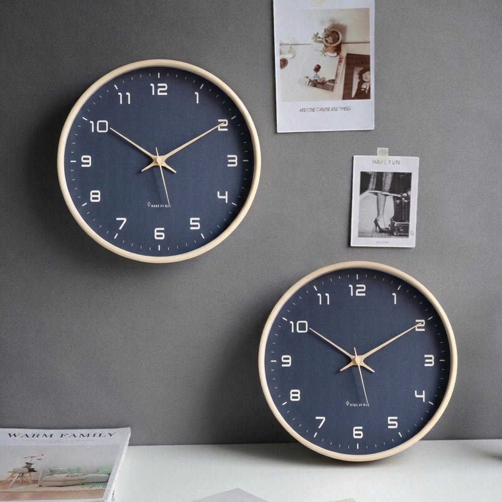 Azure Blue Minimalist Nordic Wood Wall Clock