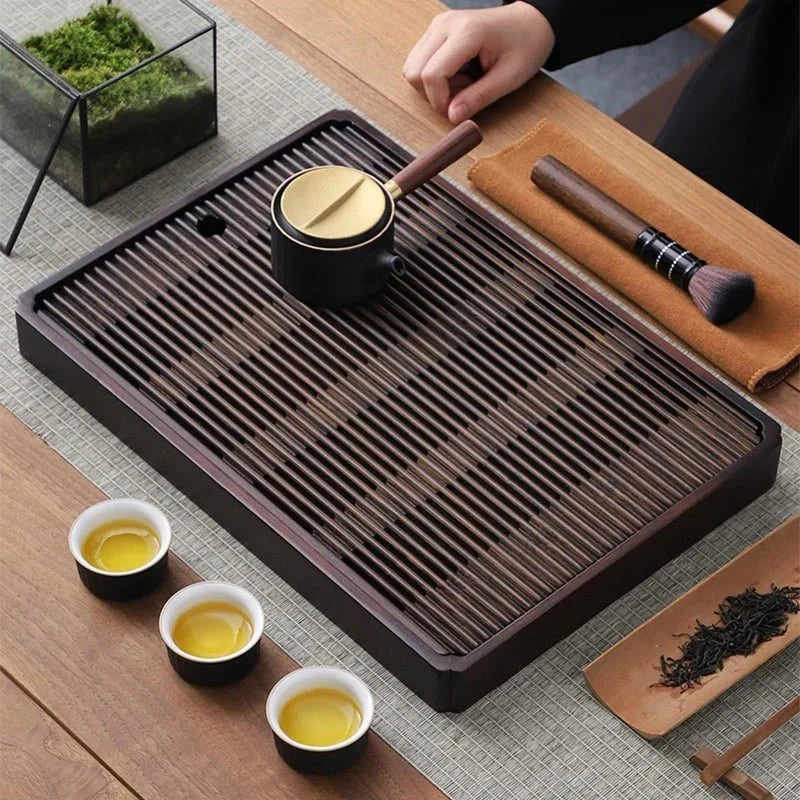 Bamboo Tea Tray Water Drain - Japanese Style