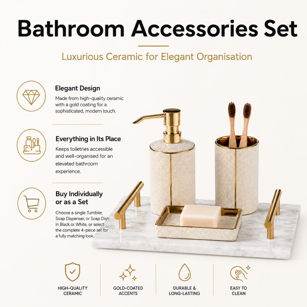 Bathroom Accessories Set – Luxurious Ceramic for Elegant Organisation