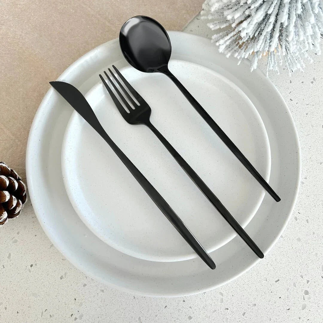 Black Modern Flatware 24pc Set