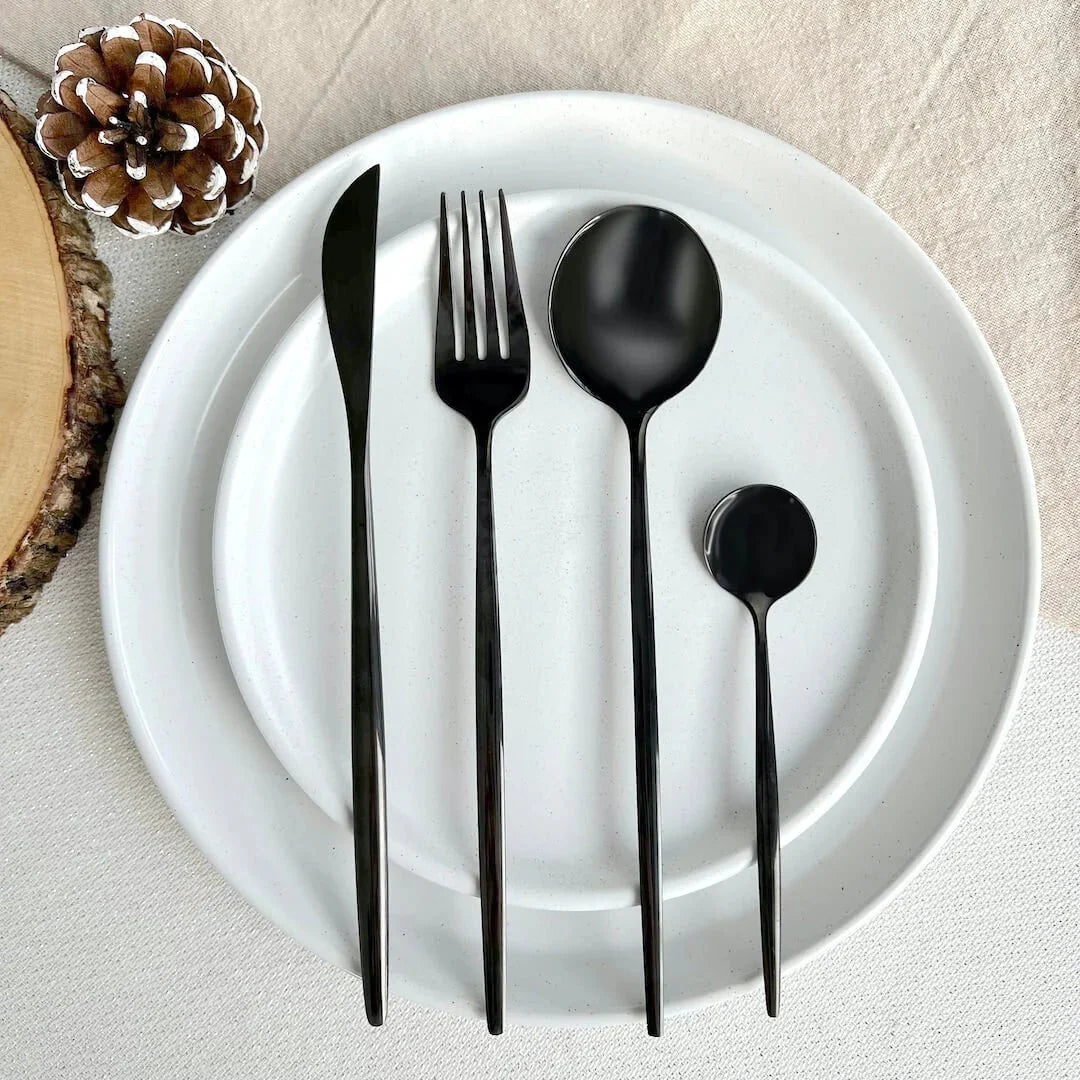 Black Modern Flatware 24pc Set