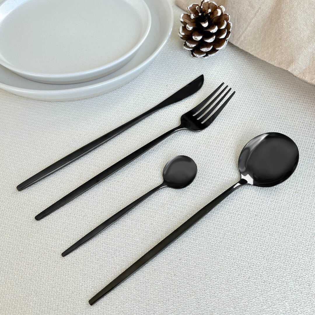 Black Modern Flatware 24pc Set