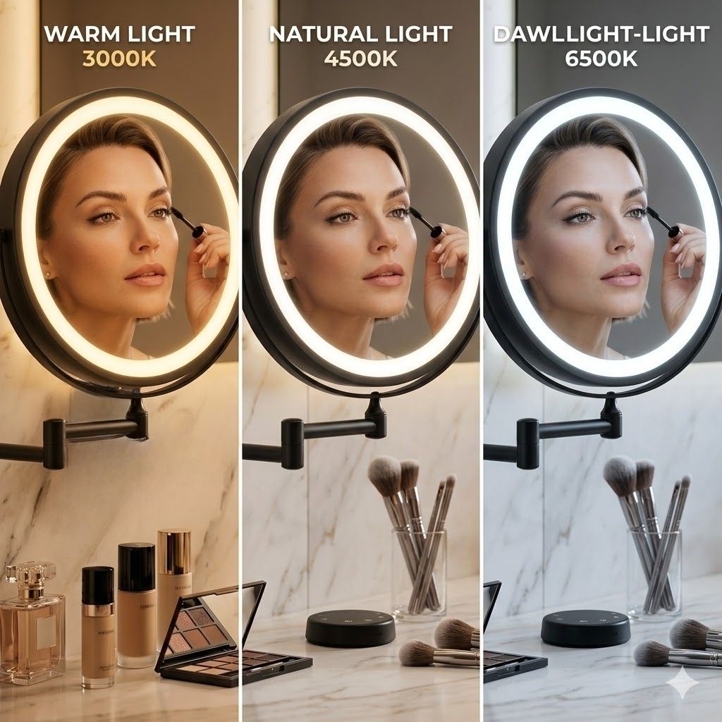 Black Rechargeable LED Mirror – Ideal for Makeup & Bathroom Use
