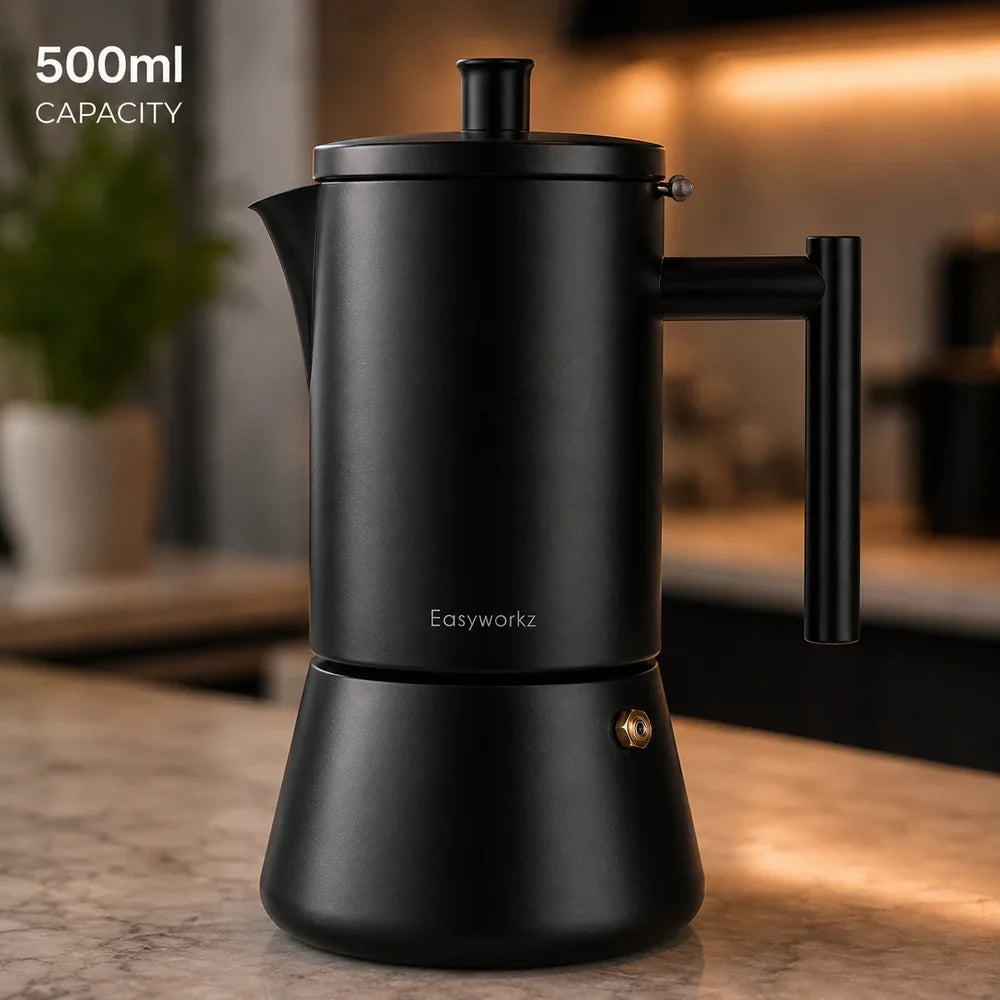 Black Stovetop Espresso Maker Stainless Steel Italian Moka Pot
