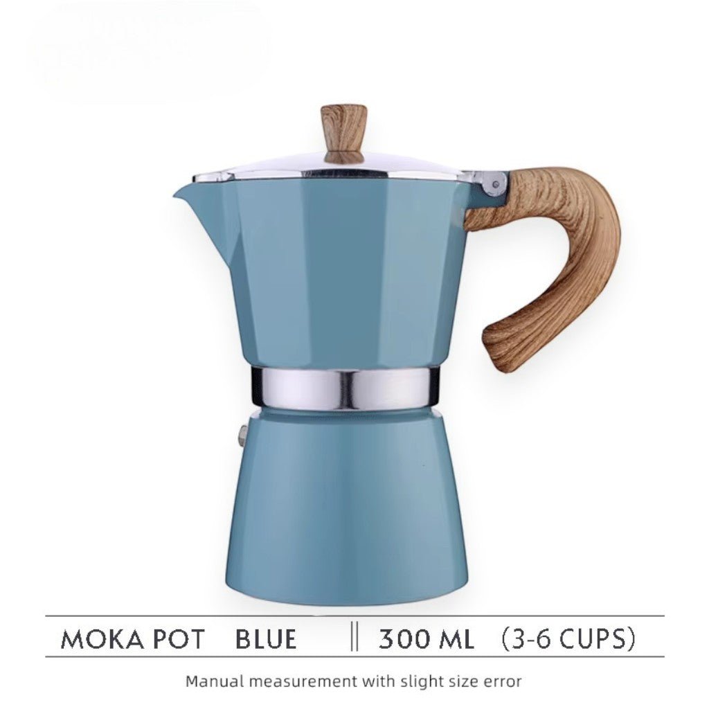 Blue Aluminium Moka Pot Stovetop Espresso Maker Classic Italian Design