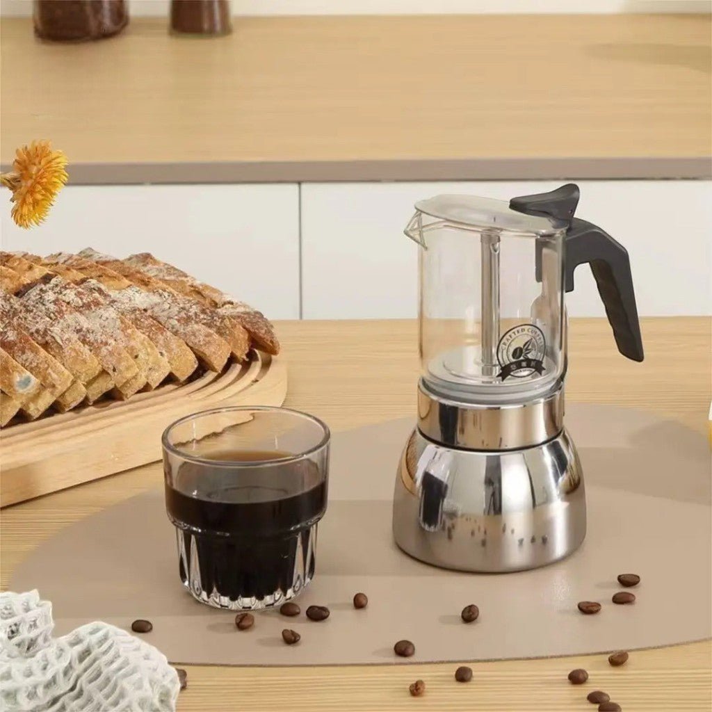 Borosilicate Glass Moka Pot Stovetop Espresso Maker