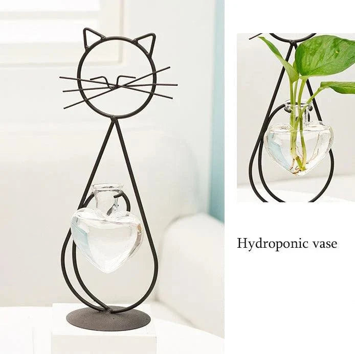 Cat-Shaped Iron Planter Vase