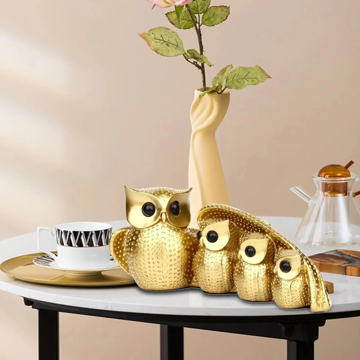 Charming Owl Family Resin Figurine – Symbol of Wisdom & Unity