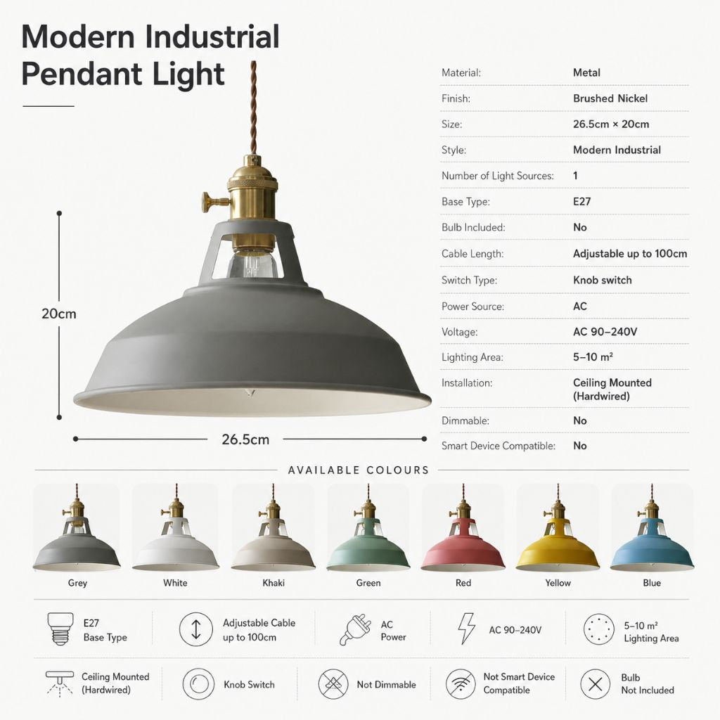 Classic Industrial Metal Pendant Light