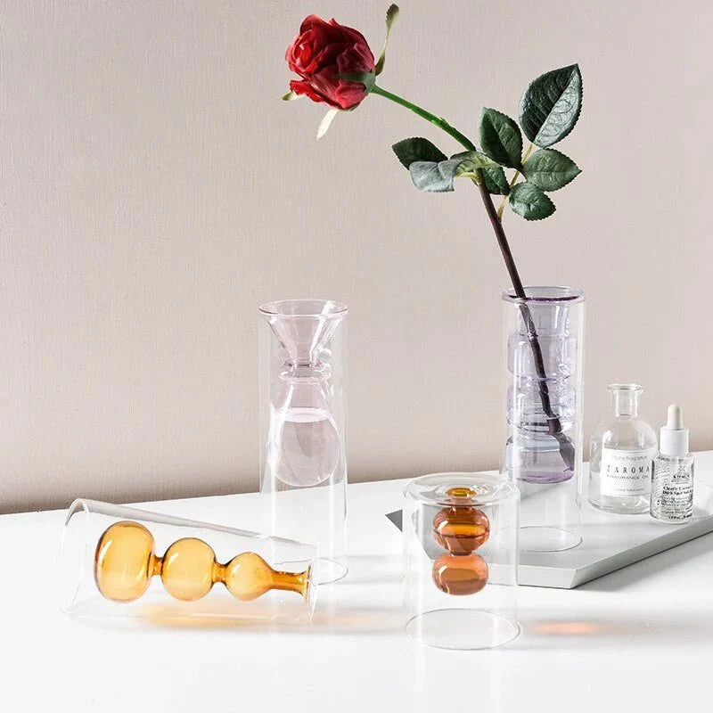 Color Inlay Double Glass Vase