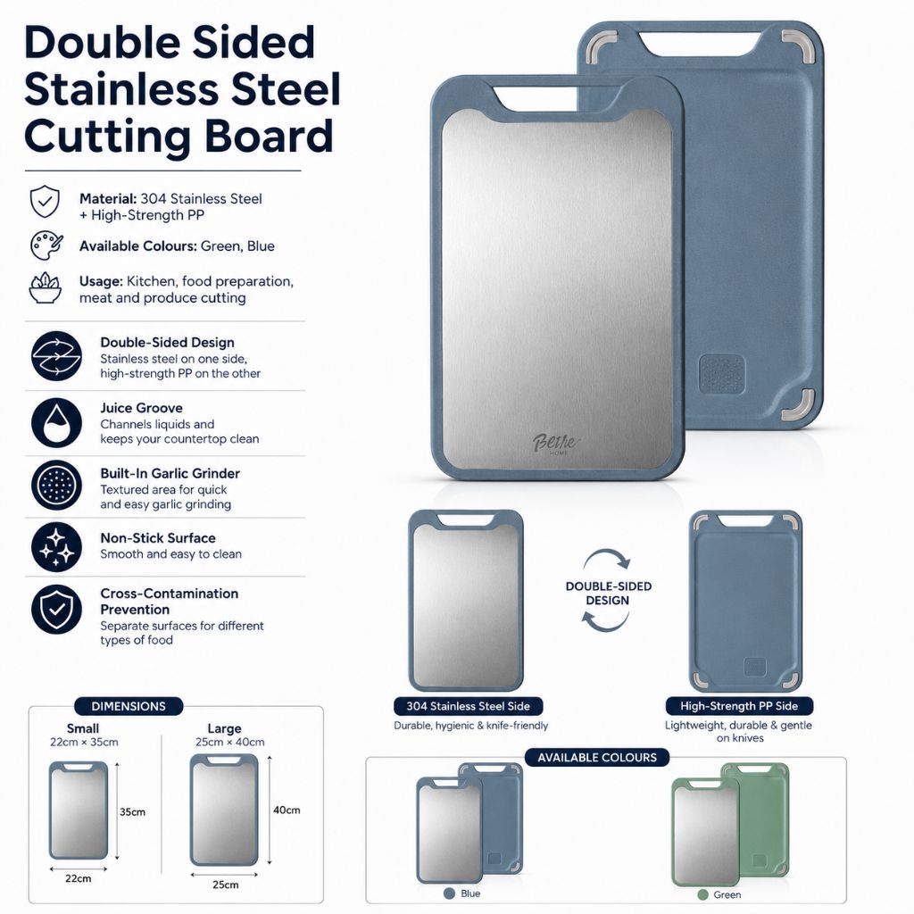 Double Sided Stainless Steel Cutting Board
