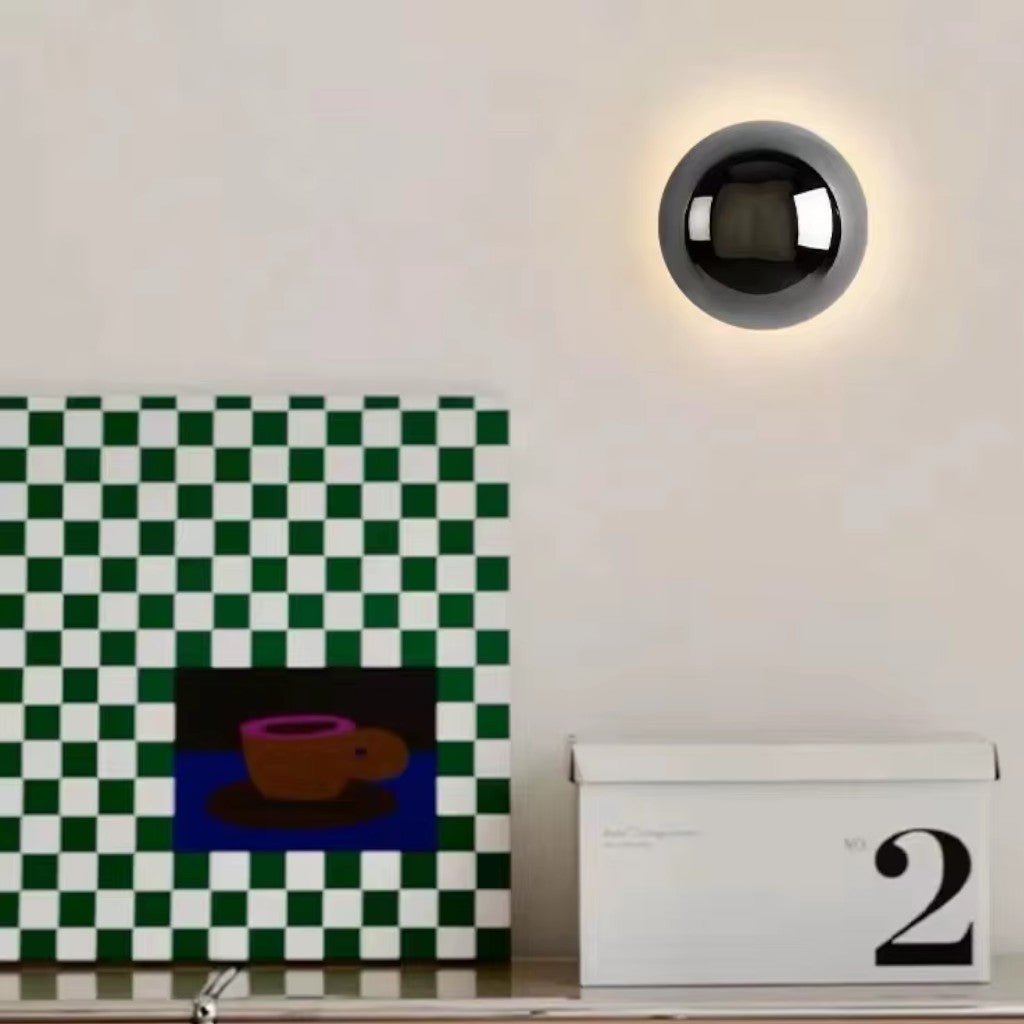 Eclipse Chrome Globe Wall Light Japandi Sphere Sconce