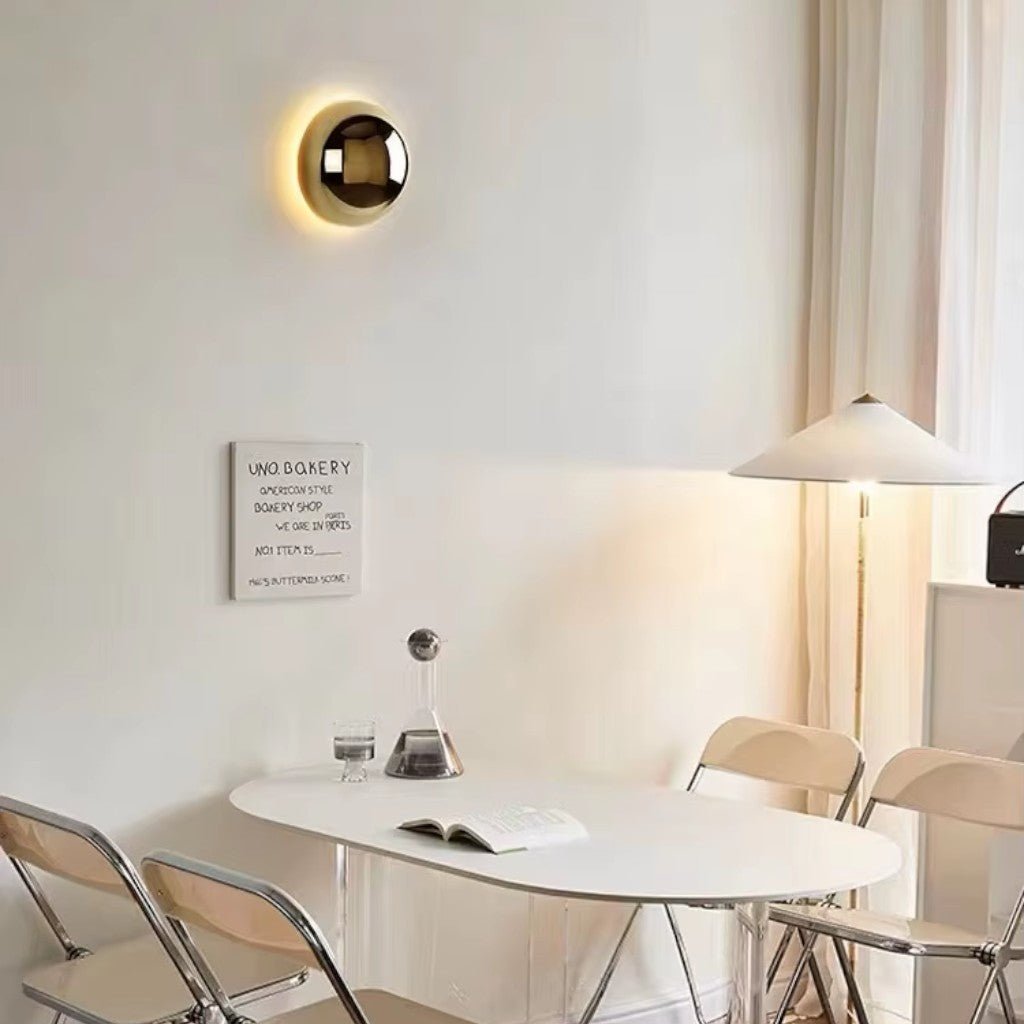 Eclipse Chrome Globe Wall Light Japandi Sphere Sconce