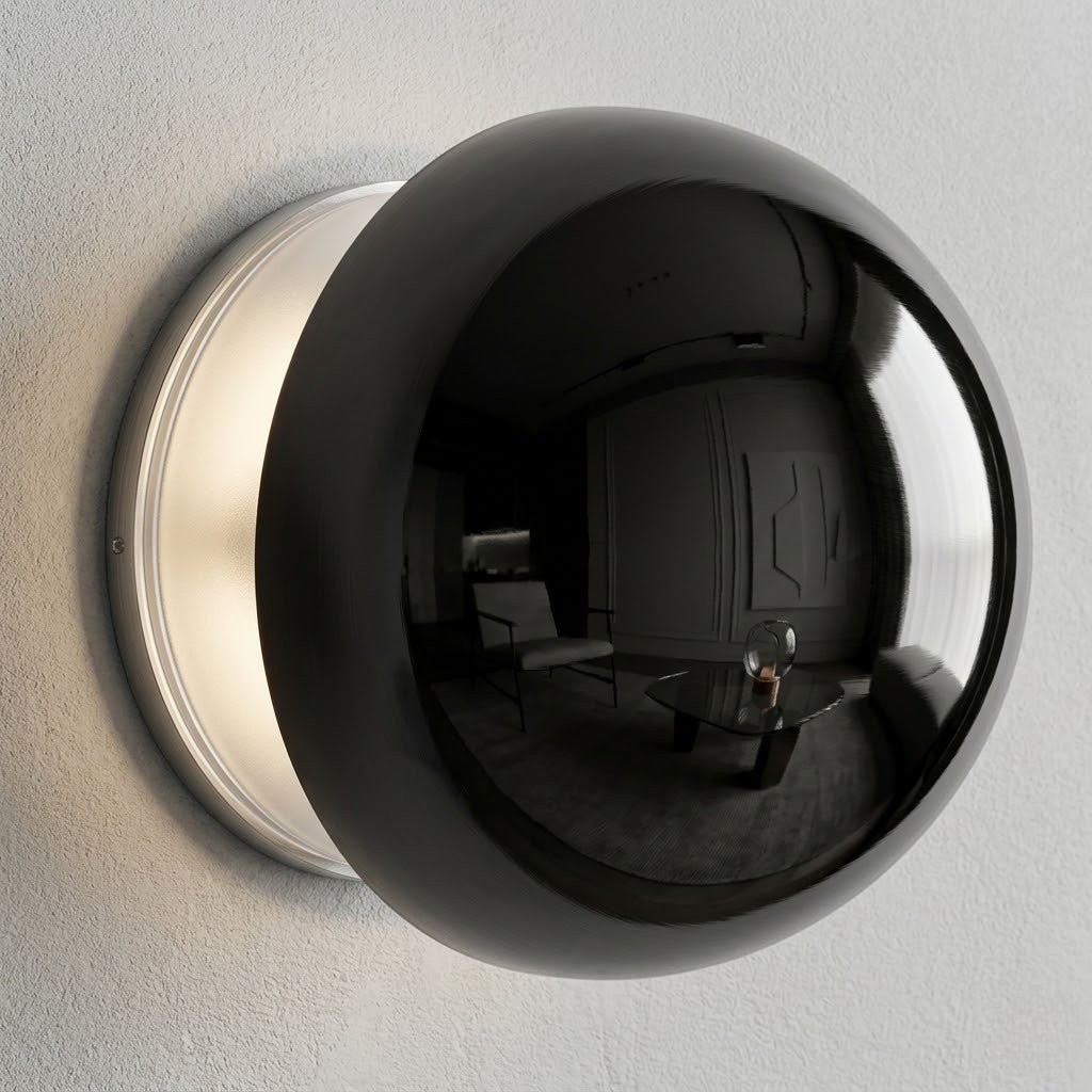 Eclipse Chrome Globe Wall Light Japandi Sphere Sconce