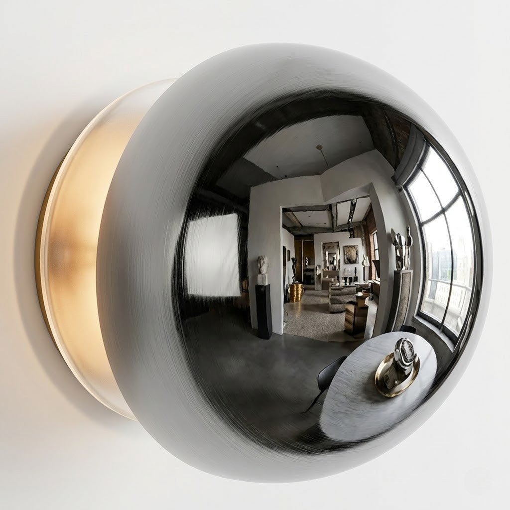 Eclipse Chrome Globe Wall Light Japandi Sphere Sconce