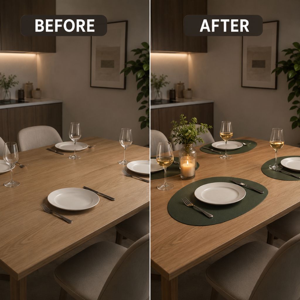 Ecological Leather Dual-Sided Placemats Set - Waterproof and Oil-Proof