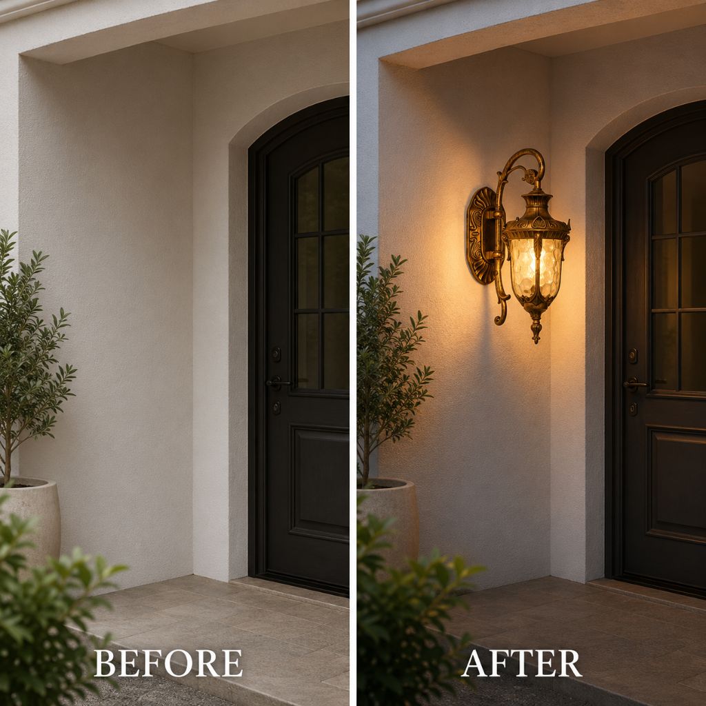 European Retro Outdoor Wall Lamp E27 Toughened Glass