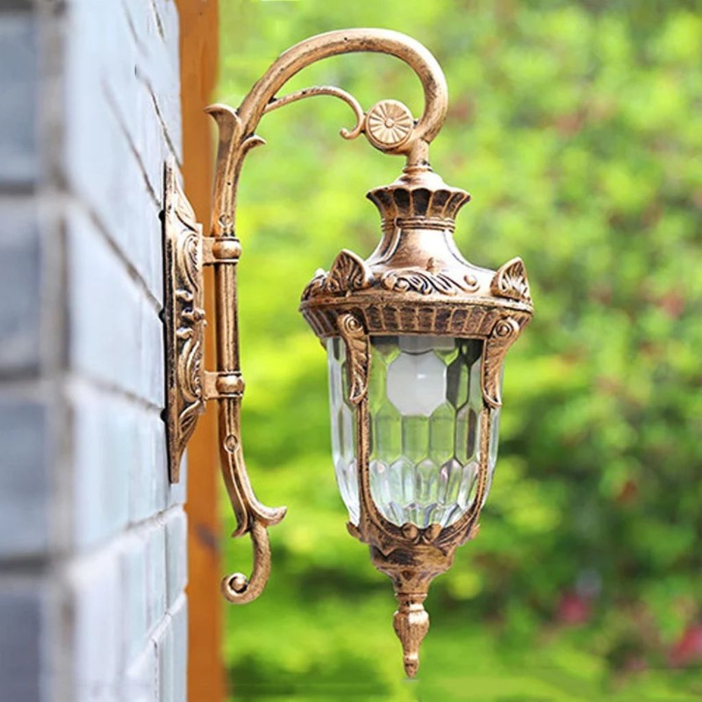 European Retro Outdoor Wall Lamp E27 Toughened Glass
