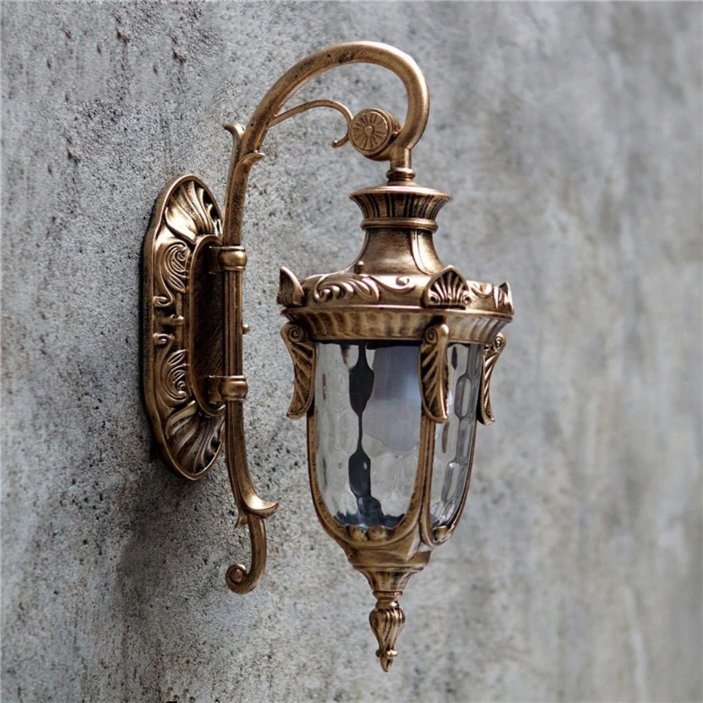 European Retro Outdoor Wall Lamp E27 Toughened Glass