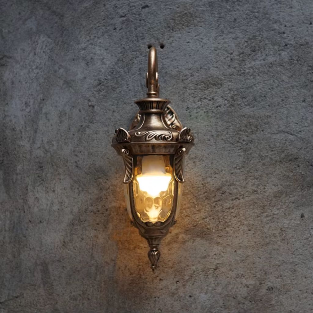 European Retro Outdoor Wall Lamp E27 Toughened Glass