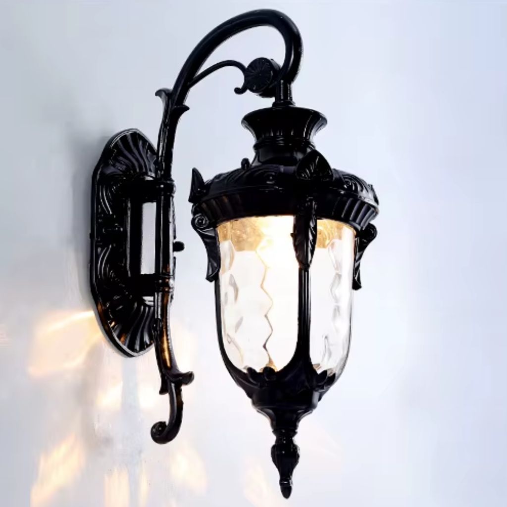 European Retro Outdoor Wall Lamp E27 Toughened Glass
