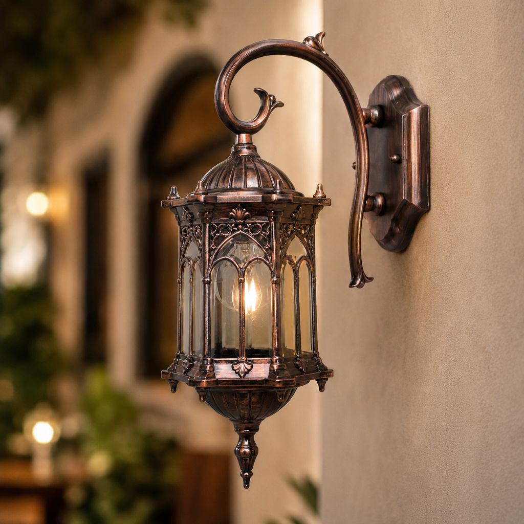European Style Outdoor Wall Lamp E27 IP55 Retro Aluminium Courtyard