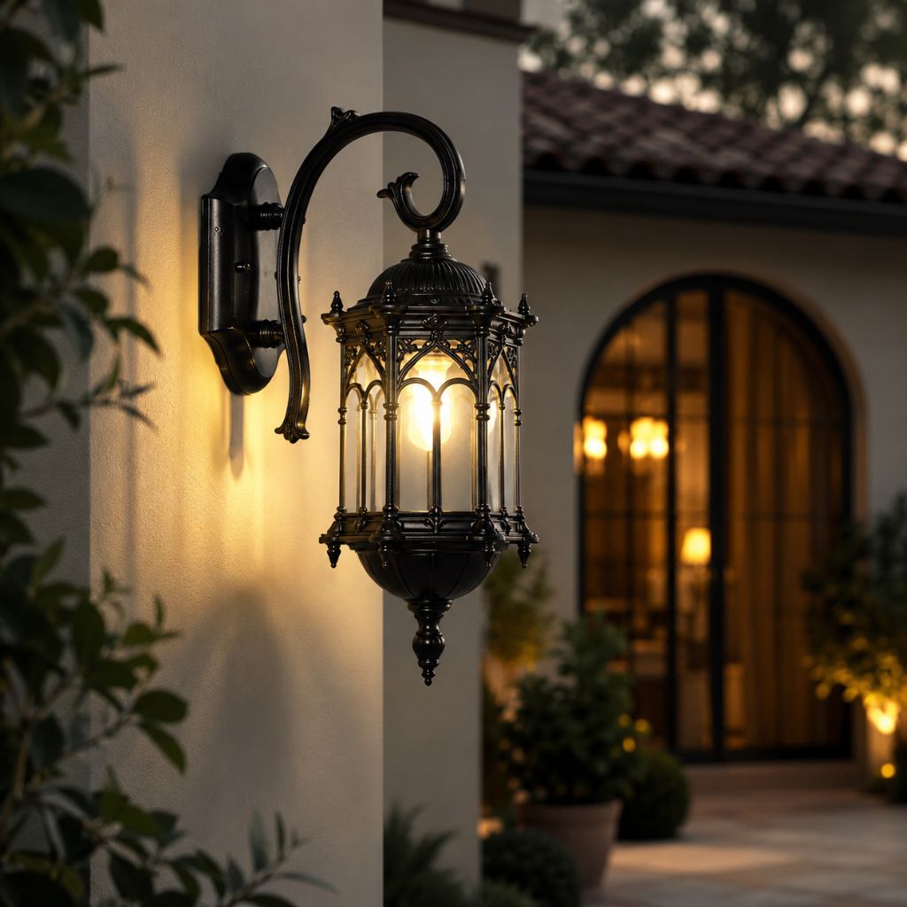 European Style Outdoor Wall Lamp E27 IP55 Retro Aluminium Courtyard