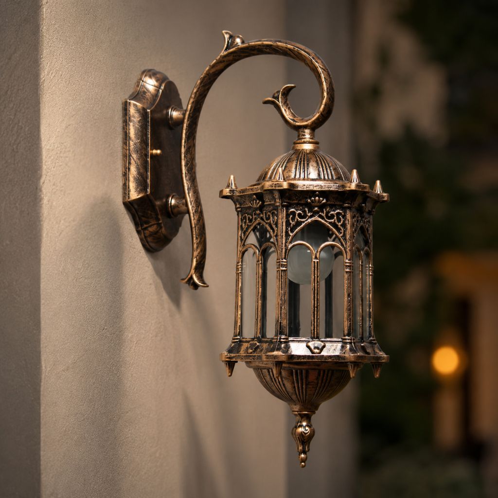 European Style Outdoor Wall Lamp E27 IP55 Retro Aluminium Courtyard