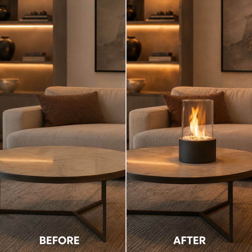 Fire Pit Tabletop Cozy Portable Cylinder Flame