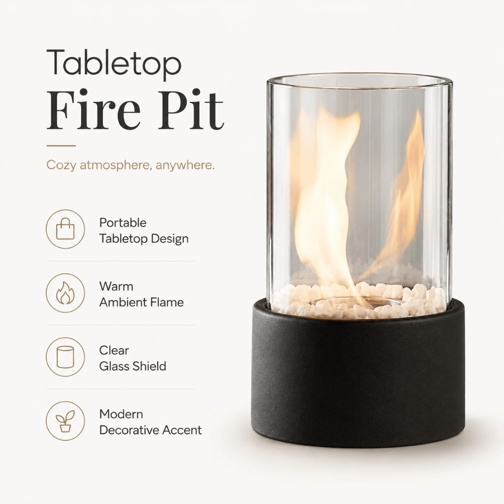 Fire Pit Tabletop Cozy Portable Cylinder Flame