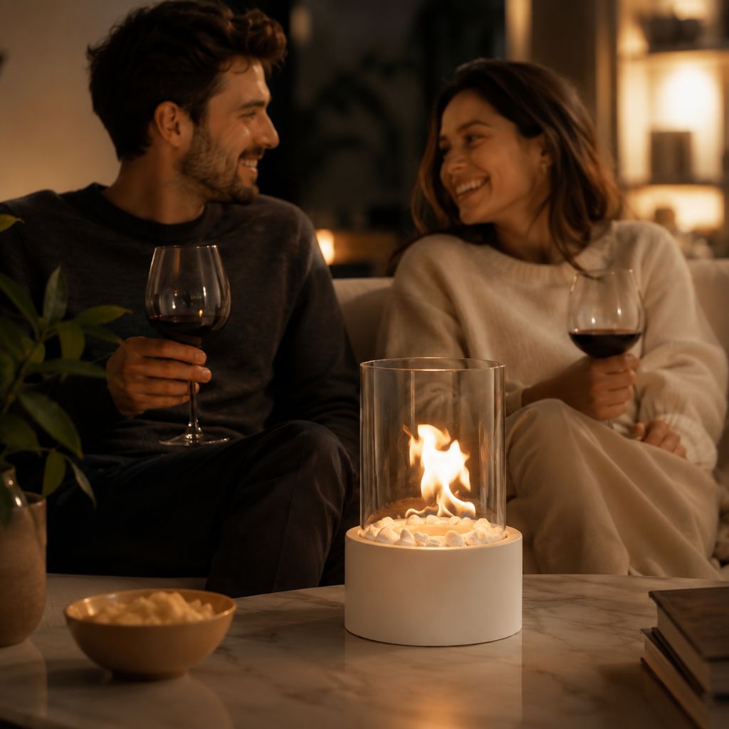 Fire Pit Tabletop Cozy Portable Cylinder Flame