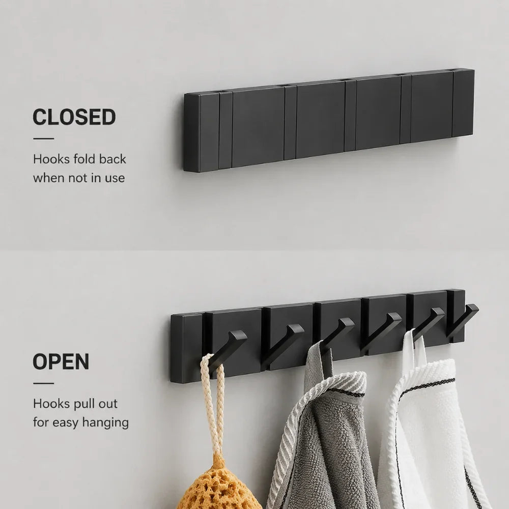 Foldable Wall Hook | Minimalist Stainless Steel – 2 to 6 Hooks