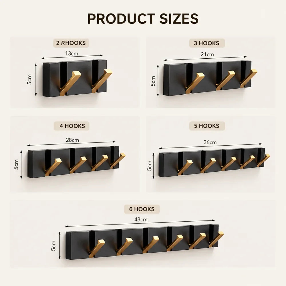 Foldable Wall Hook | Minimalist Stainless Steel – 2 to 6 Hooks