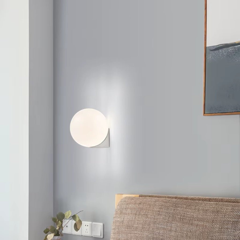 Frosted Glass Ball Wall Light - Japandi Minimalist LED Sconce