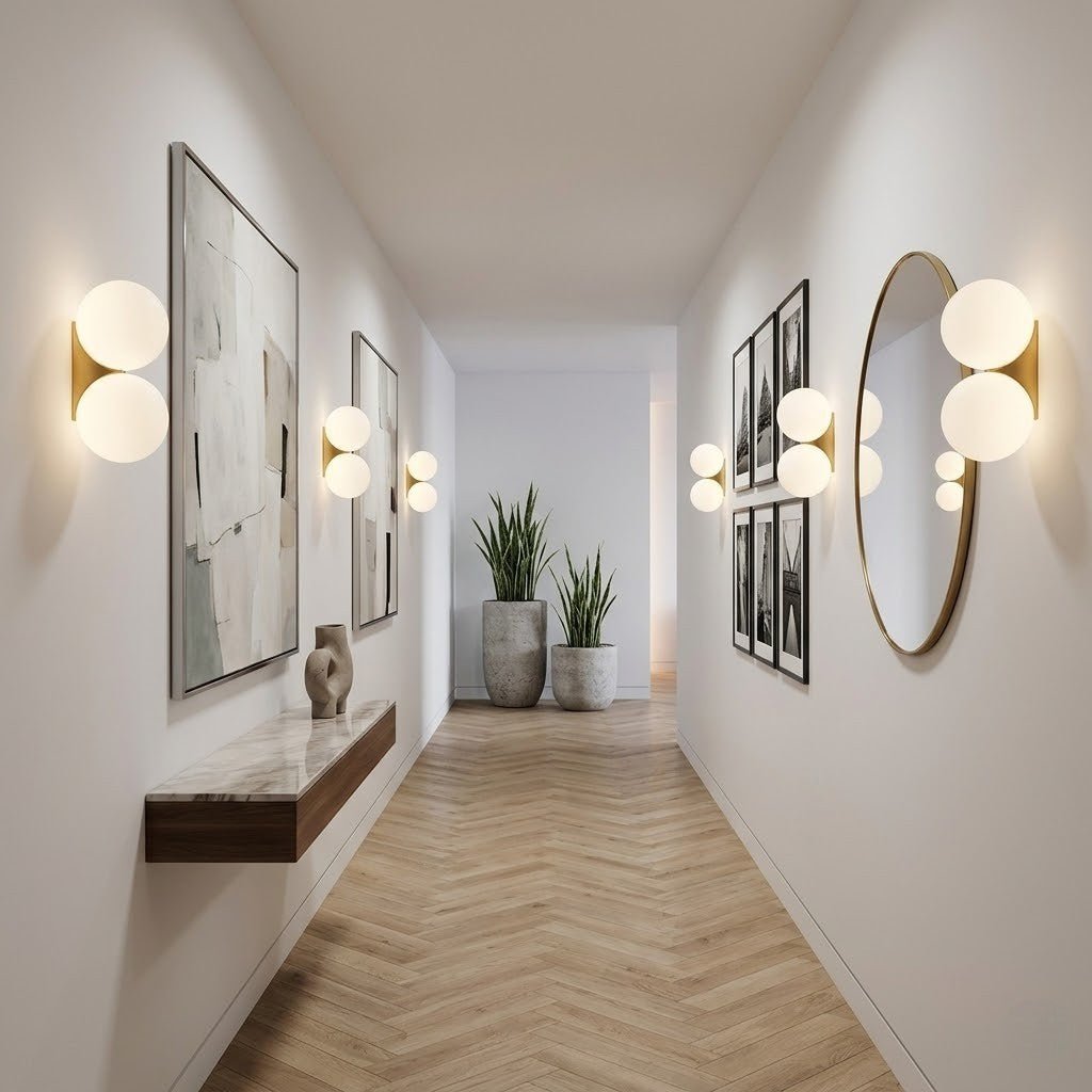 Frosted Glass Ball Wall Light - Japandi Minimalist LED Sconce