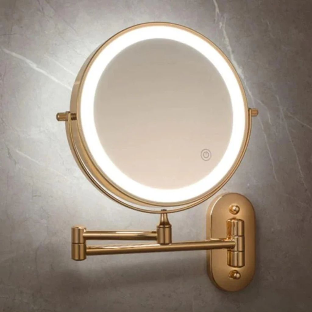 Gold LED Magnifying Mirror – Rechargeable Perfect for Makeup & Bathroom