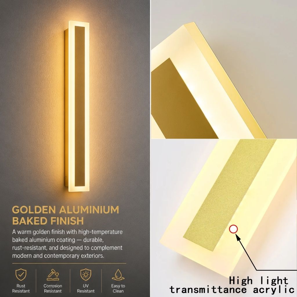Golden Waterproof LED External Wall Lights