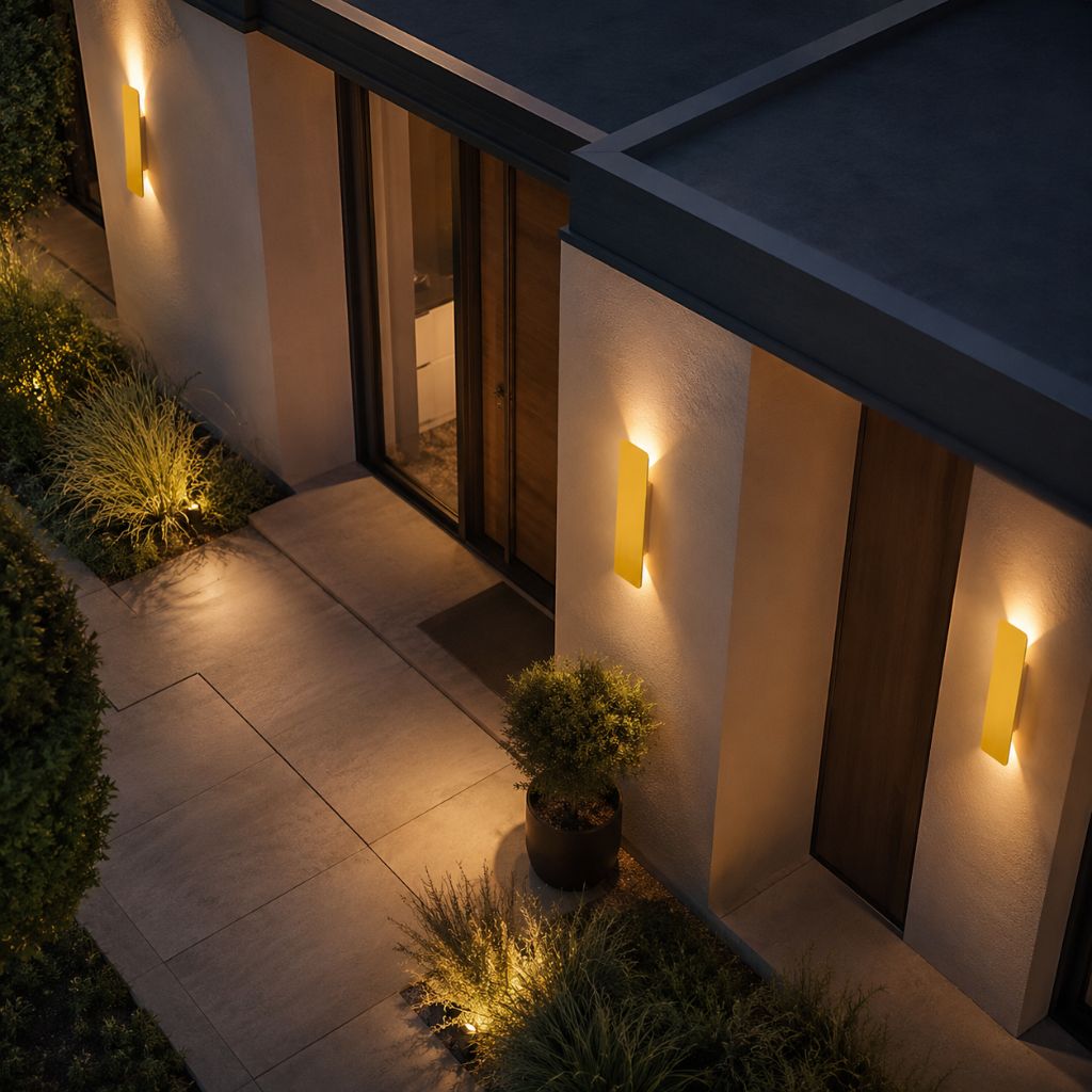 Golden Weatherproof LED Wall Lights - Outdoor Style and Durability