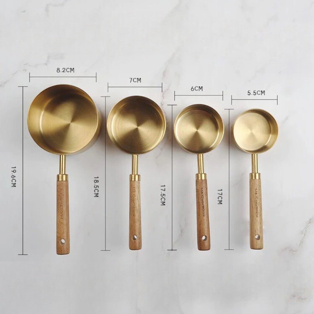 Golden & Wood Measuring Cups and Spoons Set