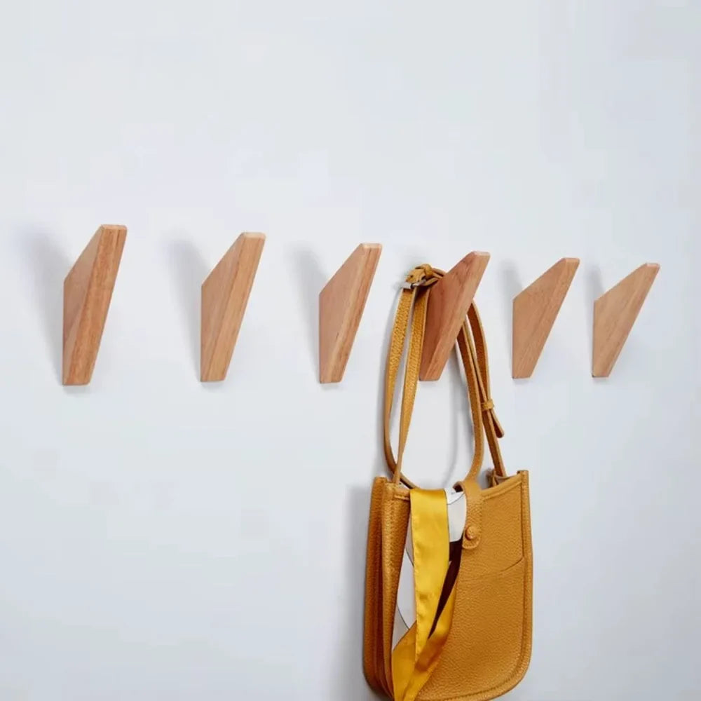 Handmade Wooden Wall Hooks - Set of 4 Boho Natural Wood