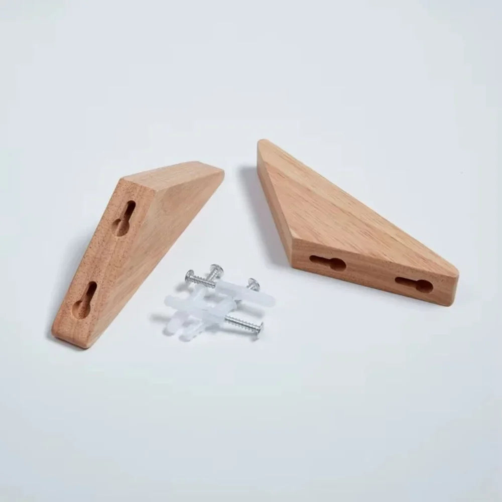 Handmade Wooden Wall Hooks - Set of 4 Boho Natural Wood